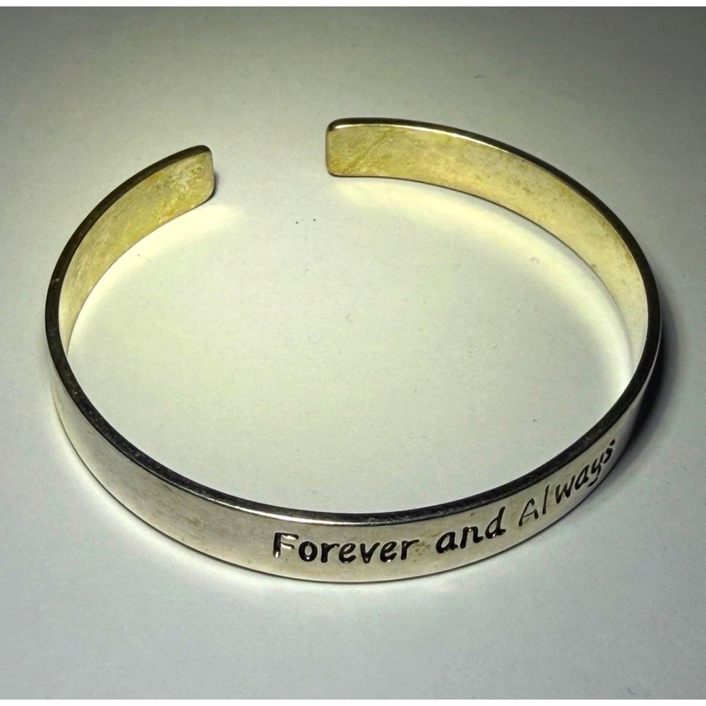 Sterling Silver 925 Cuff Bracelet Forever and Always Remember I Love You Mom